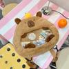 Cute Cartoon Capybara With Transparent Layer Can Hold Badge Plush Backpack