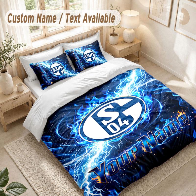 Custom Name Bedding Set 3 PiecesSchalke 04 FC Print Duvet Cover + 2 Pillowcases Soft Bed Decor