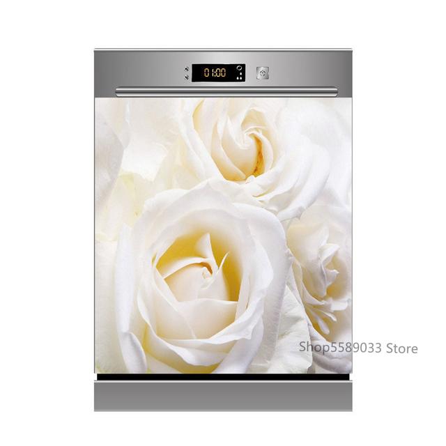 

Наклейка на дверь с цветочным ромбовидным принтом, самоклеящиеся обои для посудомоечной машины, машина для чистки посуды, художественная модификация 45X82cm 18X32inch