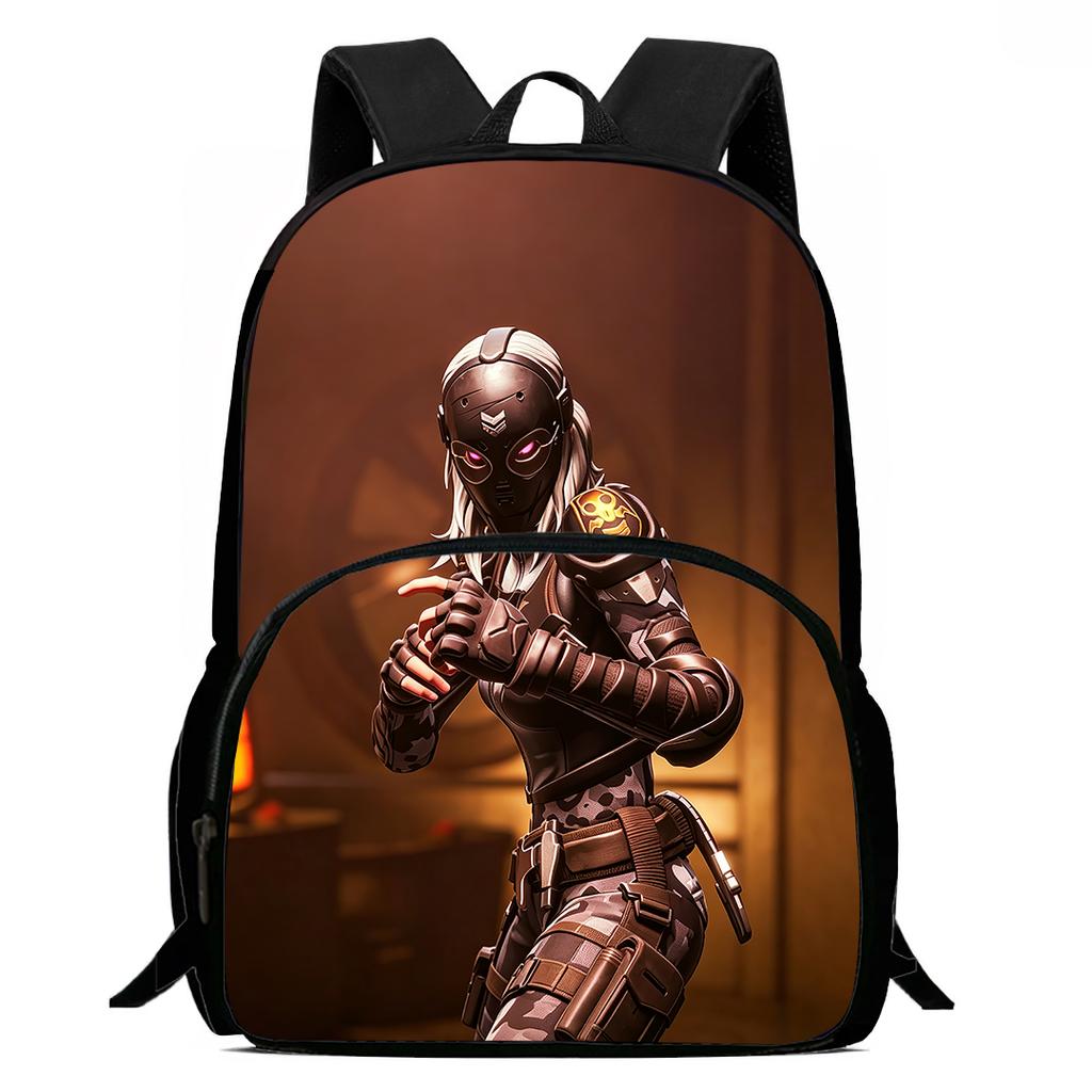 15" Lightweight Fortnite Cartoon Backpack with Front Pocket, Unisex Boys Girls Age 6-14 Cute Game Print Daily School Bag