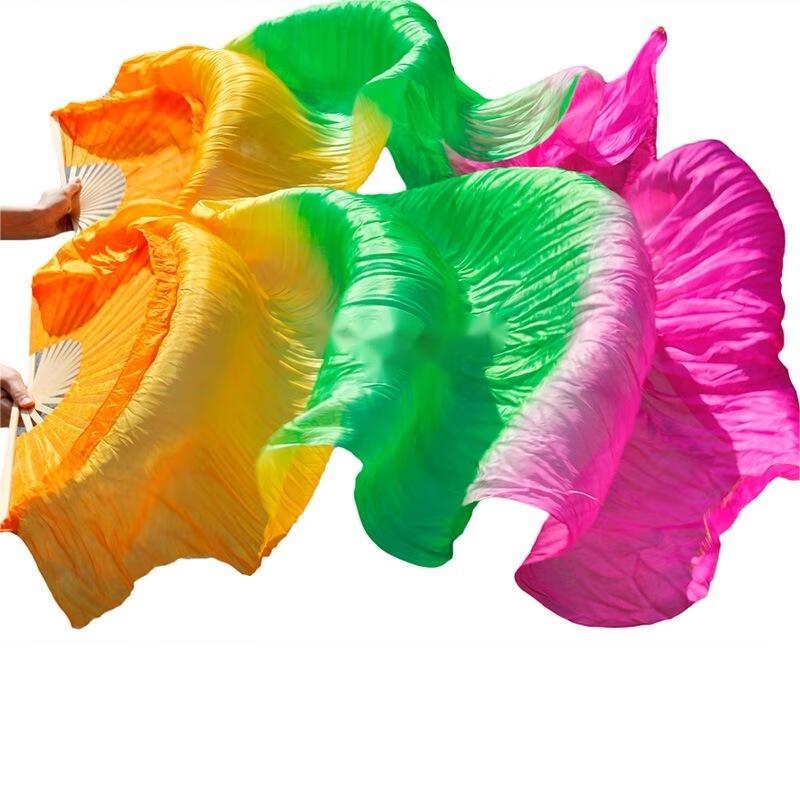 Yishi Colorful Silk Belly Dance Fans
