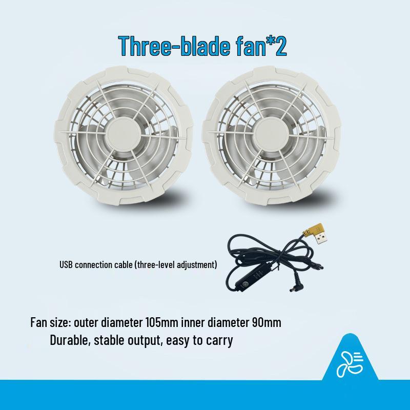 5V USB Three-Speed Cooling Fan for Clothing Accessories (Supports 7.4V and 12V DC Line)
