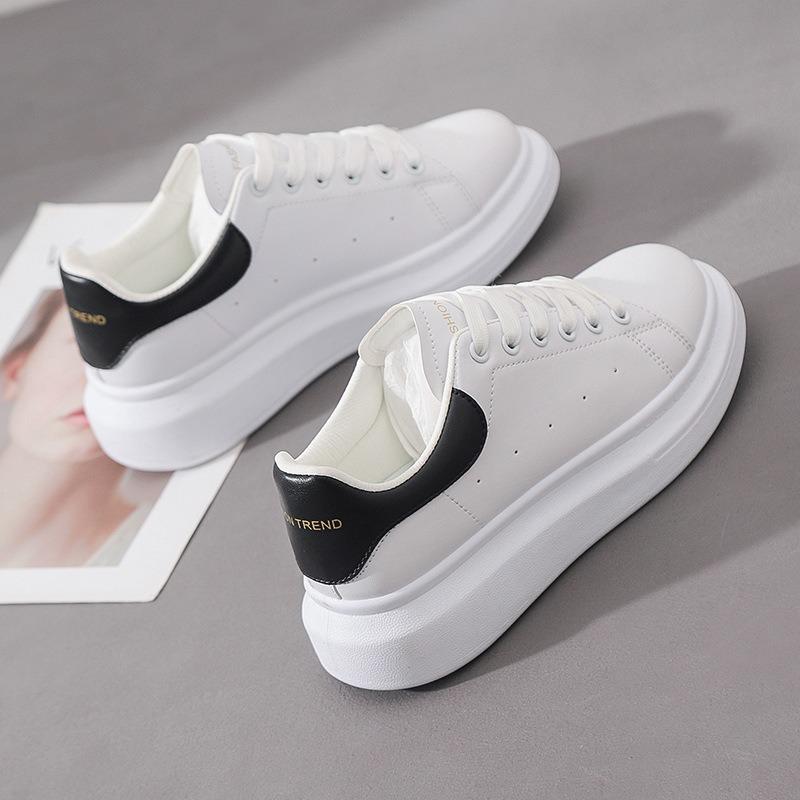 McQueen classic little white shoes women's leather surface casual women's shoes lace-up trend platform student board shoes