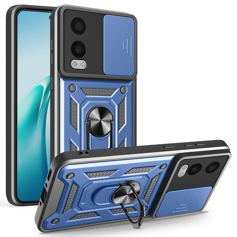 For OnePlus Nord CE4 Lite 5G Case with Slide Camera Lid PC+TPU Kickstand Phone Cover