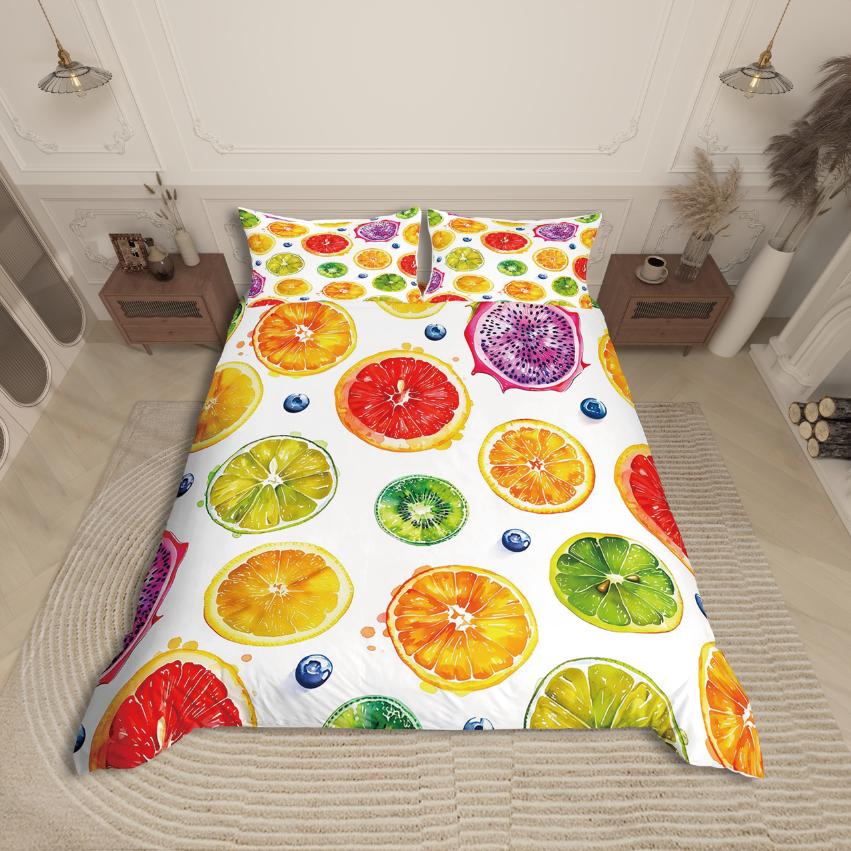 Homewish Cartoon Strawberry Duvet Cover SetGroovy Flower Daisy For Kids Bedding SetFloral Fruit Decor