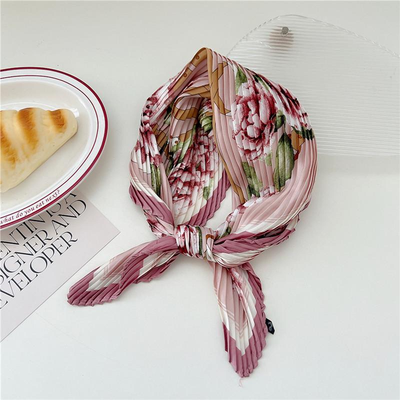 70cm Crumpled Scarf Kerchief Print Square Scarves Women DIY Hair Band Ribbon Headscarf Bandanas Headband Neck Wraps Neckerchief