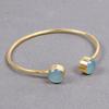 Aqua Chalcedony Gemstone Bangle Bracelet, Handmade Jewelry, Gold Bracelet, Adjustable Bracelet, Anniversary Gift, 925 Sterling Silver