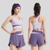 Conjunto de Shorts com Sutiã Esportivo e Top Regata Yoga Muay Thai Boxe Treino de Exercícios Pilates Fitness Workout Roupa Esportiva Feminina Academia Secagem Rápida Tecido Elástico