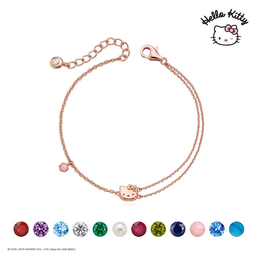 Sanrio Hello Kitty Jewelry Signature Birthstone Double-Row Bracelet (Choose 1 of 12) (Hlbr238_12)