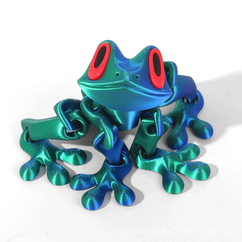 New 3D Printed Frog Ornament Joint Movable Magnetic Model Creative Simulation Animal Figurine Desktop Frog Handicraft Decoration