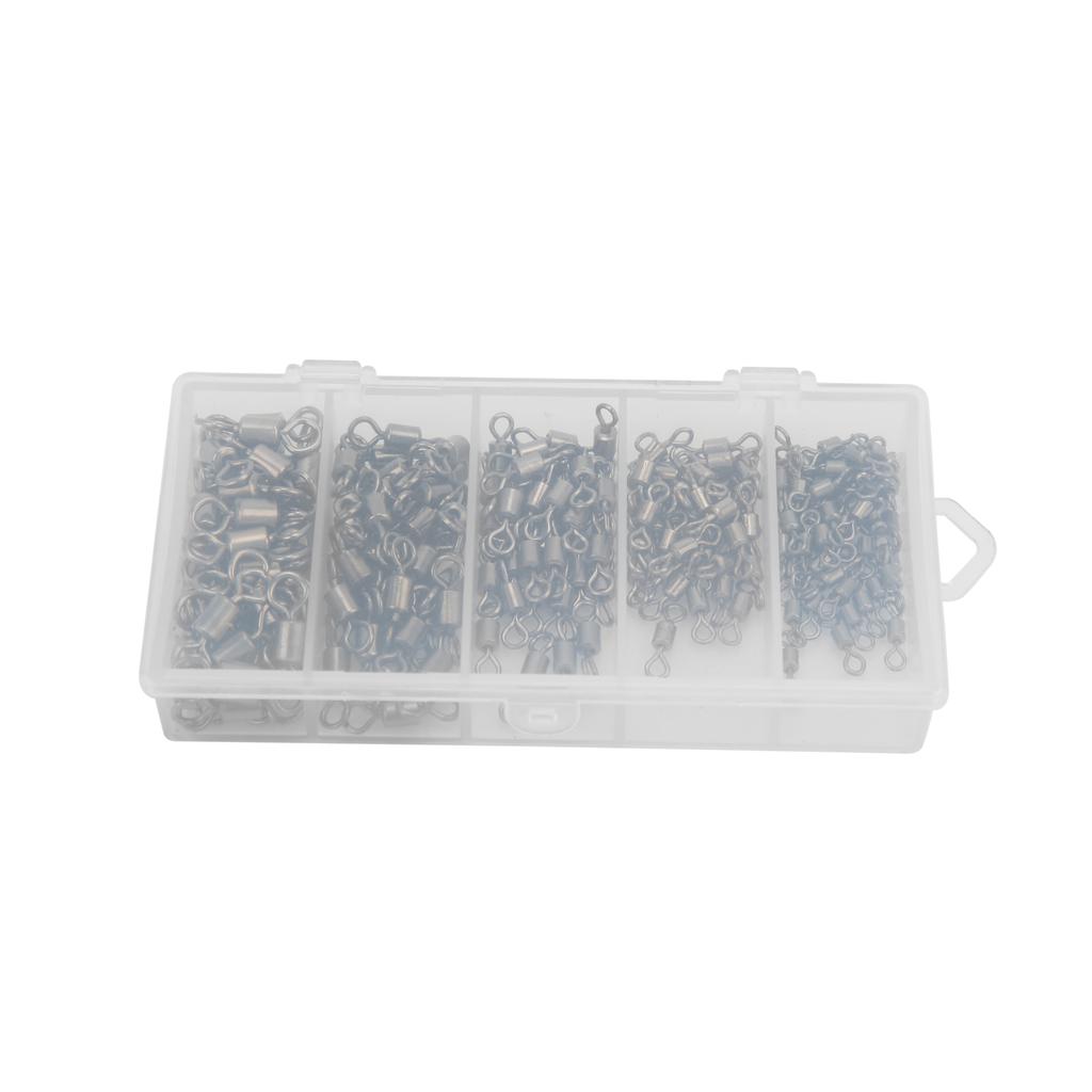 210Pcs/lot 8 Shape Fishing Swivels Bearing Solid Rings Rolling Metal Fishing Connector