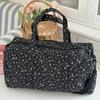 Quilted Travel Bag for Women Cute Floral Weekend Bag with Zipper Large Cotton Gym Bag Portable Workout Grocery Pouch