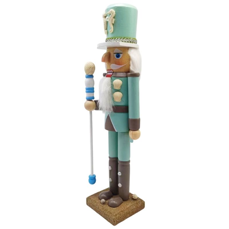 Festives Ocean Themed Nutcrackers King Figurine Wooden Holiday Decors for Christmas Living Room Tabletop Shelf Ornament