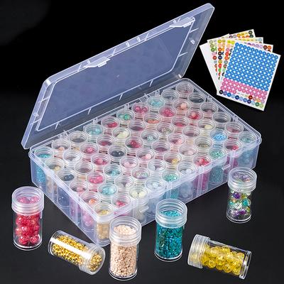 1pc 24/30/48/60/80 Slots Plastic Storage Box, DIY Diamond Painting Beads Charms Jewelry Accessories Organizer Box