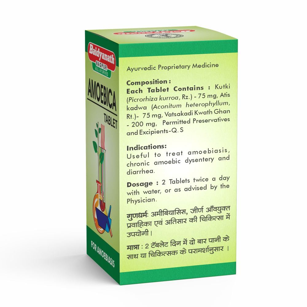 Baidyanath Asli Ayurved Amoebica I Ayurvedic Digestive Support 100 Tablets X Pack of 2 for Gut Health