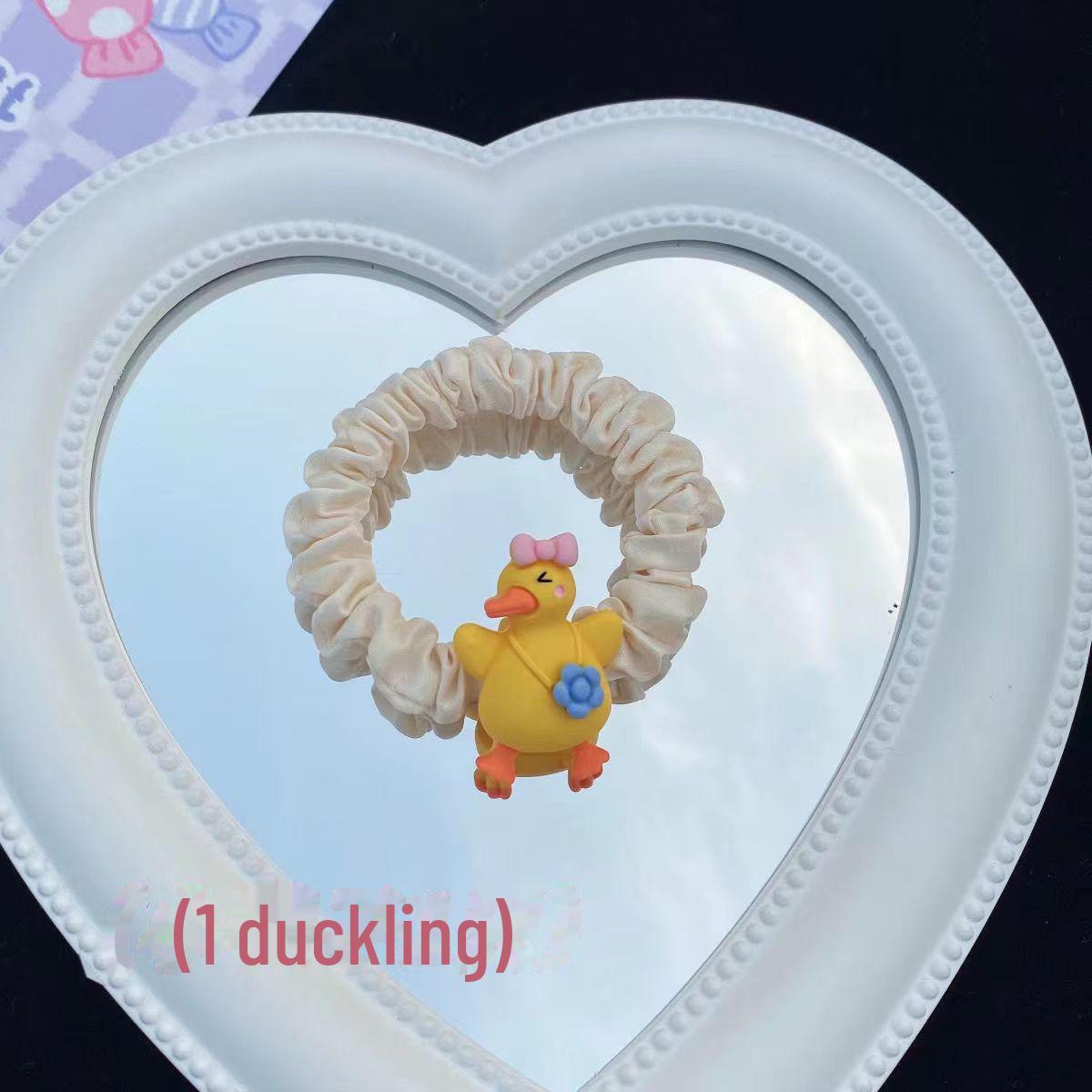 Милая корейская мультяшная резинка для волос с уткой для девочек - узор в виде сердца, мятая тканевая резинка