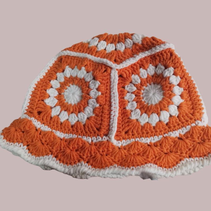 

Корейская шапка-бини ручной вязки с пятью цветами - Ретро, Дышащая, Тонкая шерстяная панама