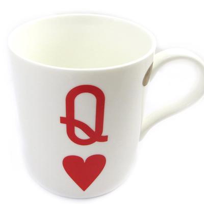 [L8836] - Mug 'Queen of Hearts' White Red