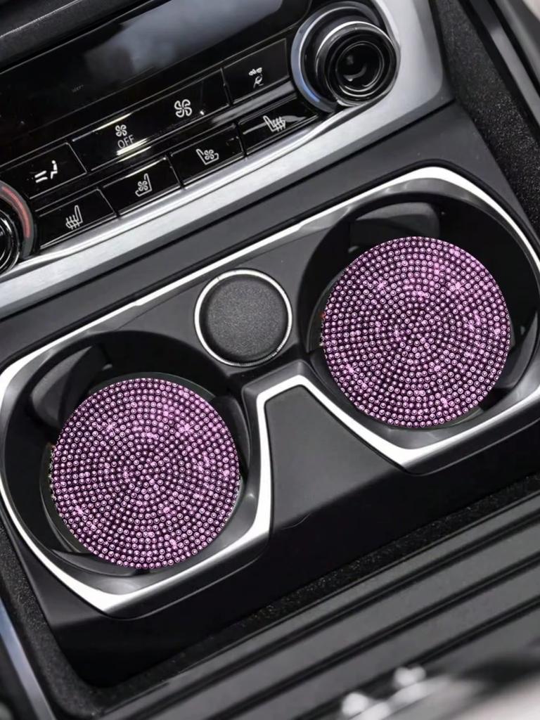 Car coaster with crystal - anti slip, heat-resistant, elegant diamond like design, light luxury shining, beautiful car interior