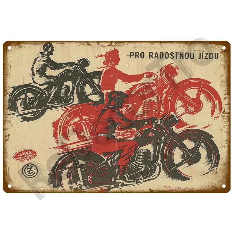JAWA Vintage Nástěnný Plakát Vintage Retro Nástěnný Domácí Restaurace Dekorace Plaketa Kovová Nástěnná Dekorace Umění Kovová Značka Plechová Značka Talíř
