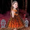 Girls' Halloween Pumpkin Party Dress - One-Piece Costume with Print