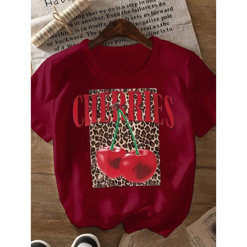 Women's Personalized Dark Red Solid Color 3D Letter Printed Personalized T-shirt