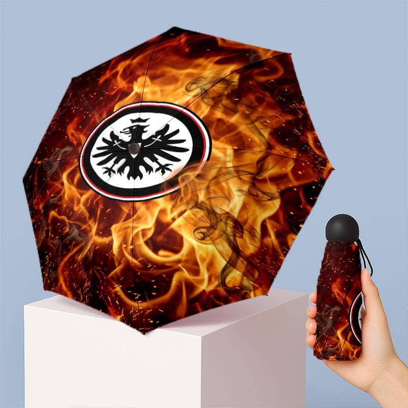 Eintracht Frankfurt Football Pattern Printed Mini 5 Folds 8 Ribs Compact Umbrella Windproof Waterproof Lightweight Portable Folding
