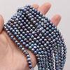 1String, Black Near Round Pearl 5-6mm, Fashion Women Natural Freshwater Pearl Beads for Jewelry Making DIY Crafts, Luxury Bulk Gifts 36cm