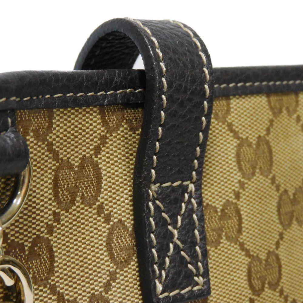 Used 9539 GG Crystal Tote 211525 7924 Brown Plastic Coated Interlocking G Charm Beige Unisex from Japan AUTHENTIC