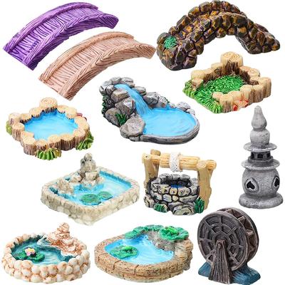 15 Styles Miniature Landscape Mini Lighthouse Water Well Bridge Cottages DIY Miniatures Fairy Garden Decor Micro Resin Crafts