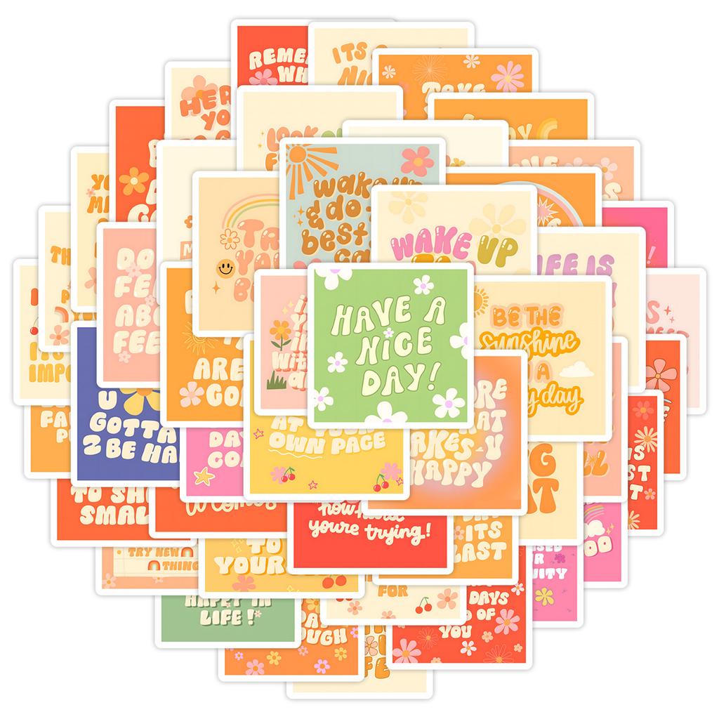 50 English Phrases Graffiti Stickers Creative Phrase Stickers Water Cup Mobile Phone Computer Waterproof Decorative Stickers