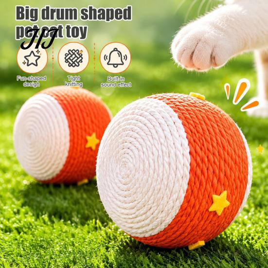 Kitten Hunting Training Ball Cat Scratching Ball, Drum Shaped Paper Rope Interactive Rolling for Indoor Cats To Scratch, Pat, Bite Pet Toys