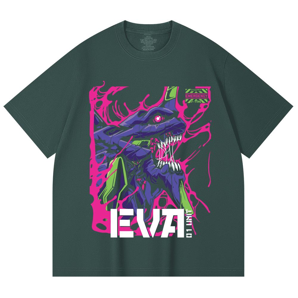 230 Gsm 100% Cotton Evangelion V8 Print Unisex Heavy Cotton T Shirt