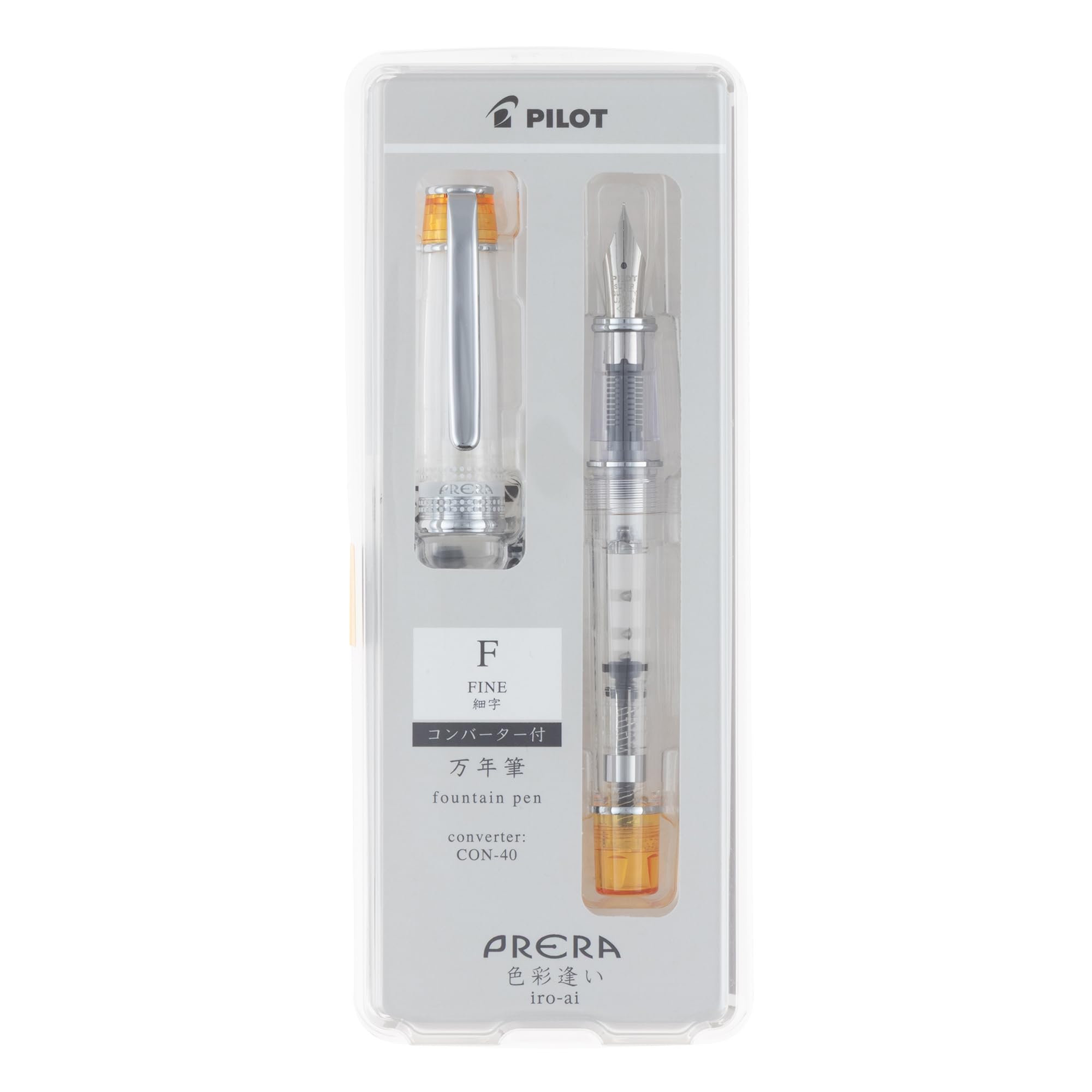 PILOT Fountain Shikisaiai Fine Transparent PFPR1TOF Ручка, Prera, F, Перо, Оранжевый,