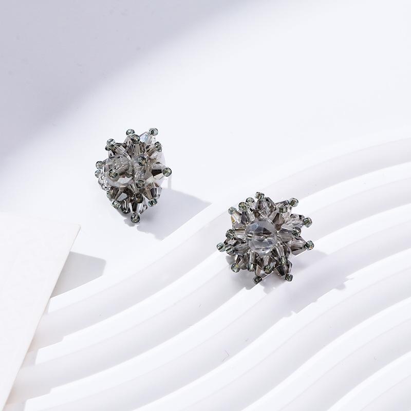 Stylish Hand-Woven Crystal Tassel Heart & Flower Earrings with Faux Pearls
