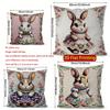 2D Cute Bunny-Patterned Decorative Throw Pillow Covers Pattern Cushion Cover Suitable For Sofa Bedroom Car Pillow Cover