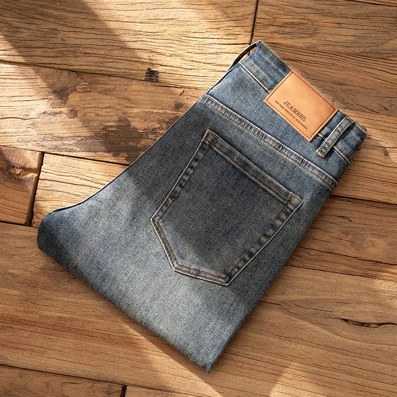 Autumn 2025 Slim Fit Men's Retro Nostalgic Jeans - Mid-High Waist, Straight Leg, Trendy Style