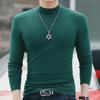Herren Doppelseitiges Thermoshirt aus Deutschem Samt - Einfarbig, Lange Ärmel, Halboher Kragen