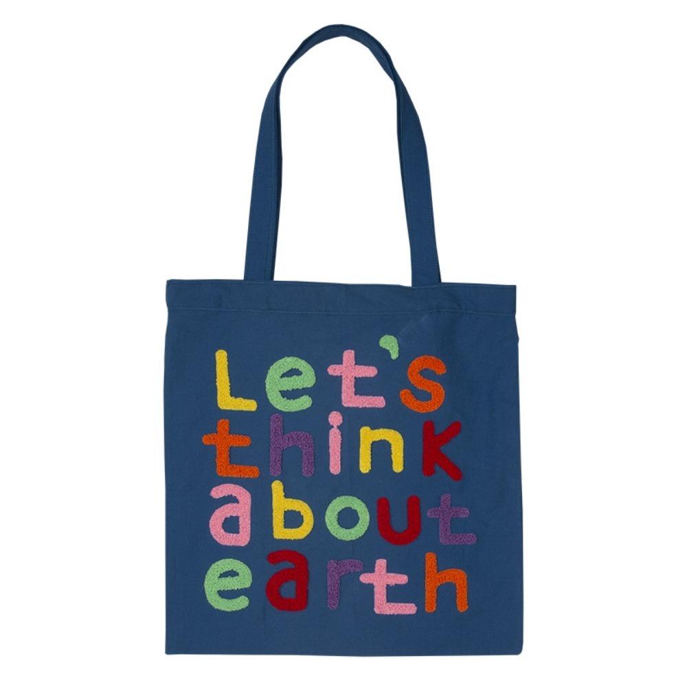 With Inner Bag Canvas Shopping Bag Colorful Letter INS Tote Bags Letter Embroidery Handbag  Women
