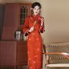 Orange National Style Chinese Autumn Long-sleeved Cheongsam Improved Young Women's High-end Sense Retro Slim Waist Autumn and Winter