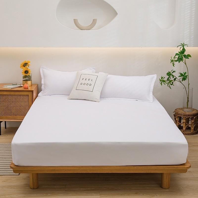 Washed Cotton Fitted Sheet Mattress Protector Non-Slip Bed Cover Pillowcase Set Modern Minimalist