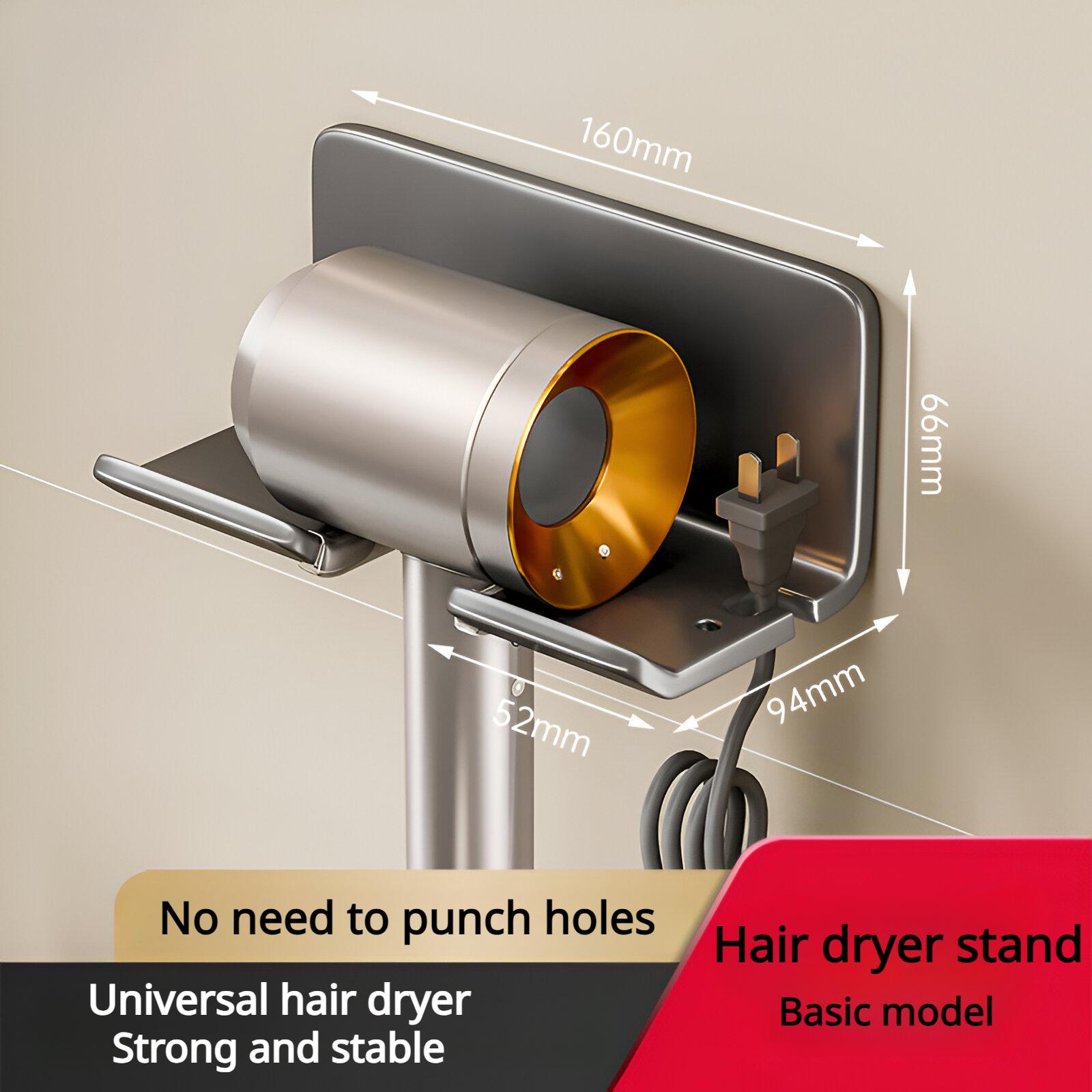 Bath Room Area Hair Dryer Storage Rack Bathroom Punch-Free Hair Dryer Rack Bathroom Storage Shelf Durable Material Wall-Mounted Shelf Organizer
