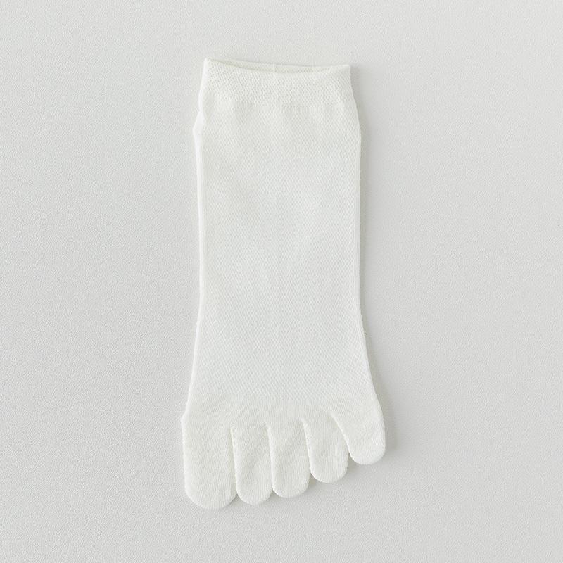 Five-fingered Men's Cotton Socks Solid Color Separate Toe Summer Thin Toe Socks Mesh White Summer Anti-athlete Short Socks
