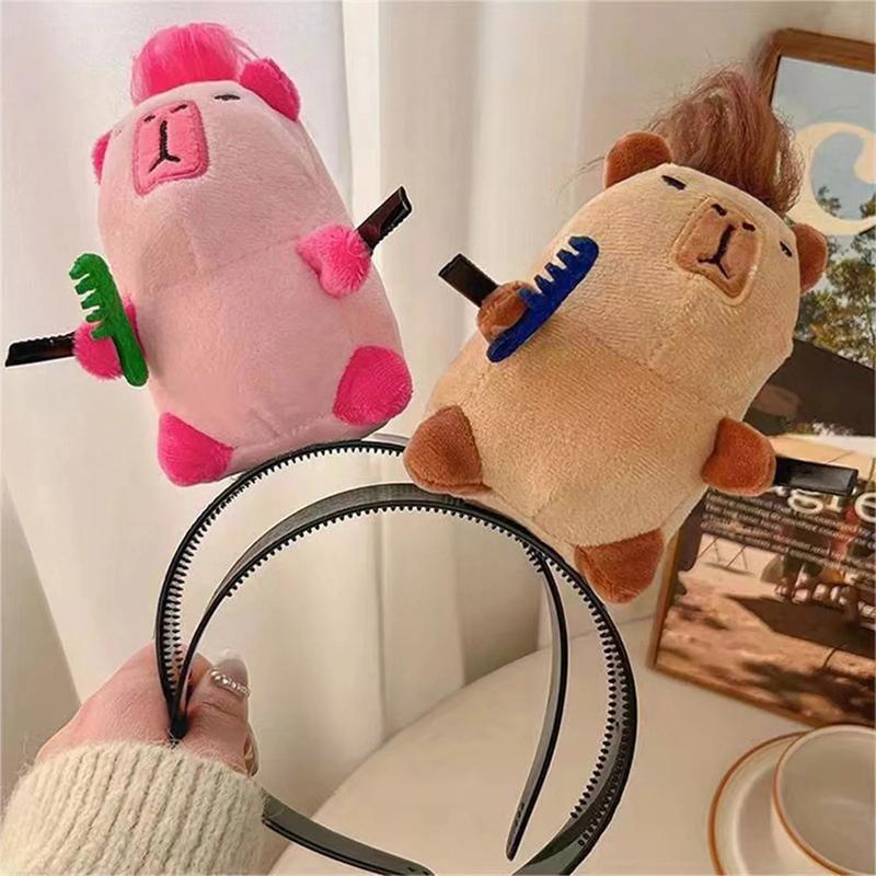 New Cartoon Capybara Hairband Funny Plush Doll Headbands Hairstyle Fixing Tool Headwear Headband for Women Girl Hair Accessories