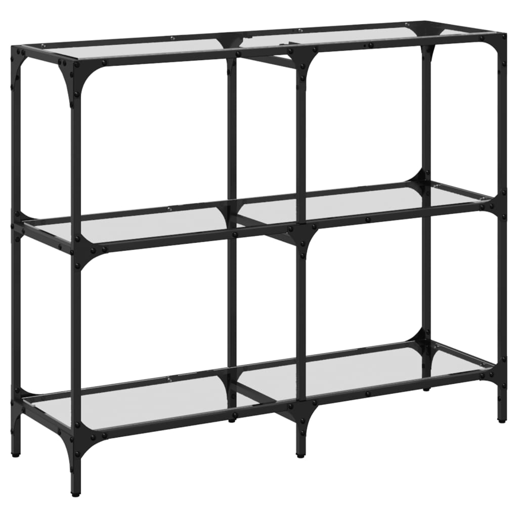 Console Table with Glass Top Transparent 98 x 30 x 81 cm Steel