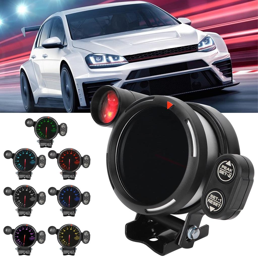 Car Tachometer, Replacement 3.15in LCD Tachometer Electronic 7 Colors