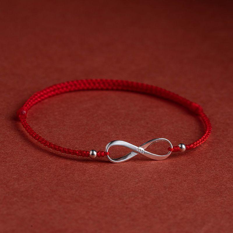 

925 Silver Sterling Silver Bracelet Good Luck Lucky Carrying Strap Men and Women Couple Anklet Girlfriends Bring In Wealth and Treasure Red Bracelet Red [hand rope] adjustable