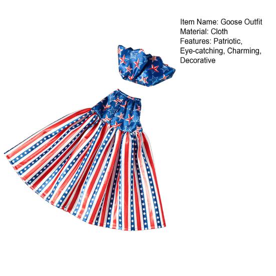 4th of July Porch Goose Outfit Independence Day Red White Blue Patriotic Goose Costume for 20"/27" Goose Statue