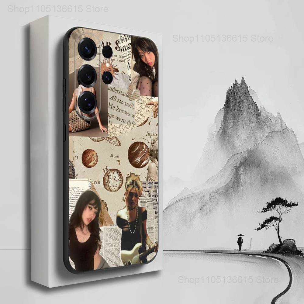 Cute B-Beabadoobee Singer Phone Case For Samsung S22,S21,S20,S10,S9,S25,S24,S23,Ultra,FE,Plus,Lite,Soft Silicone Black