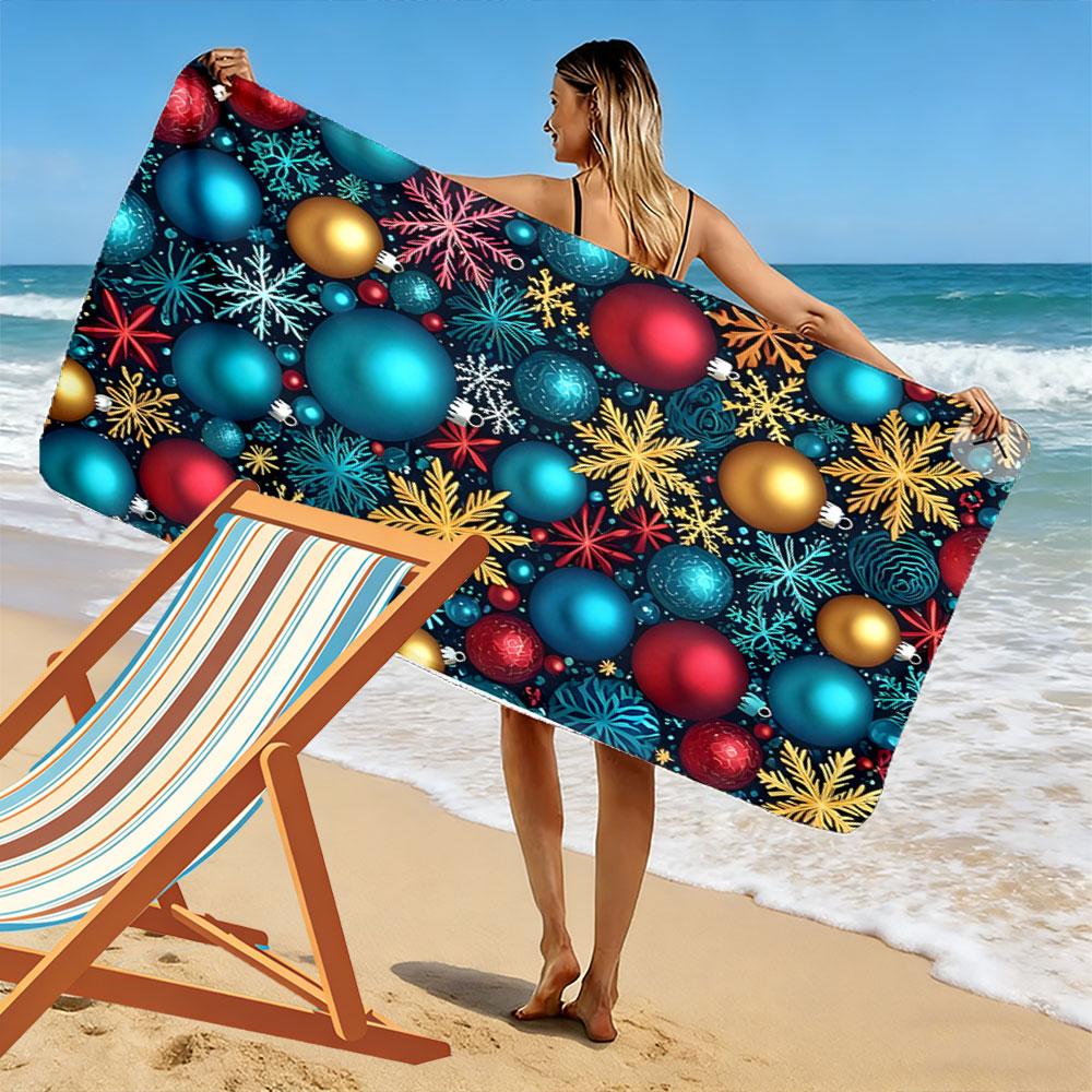Vibrant winter festive bursts Print beach towel, quick drying, suitable for travel, outdoor sports, jogging, the beach and swimming, gift